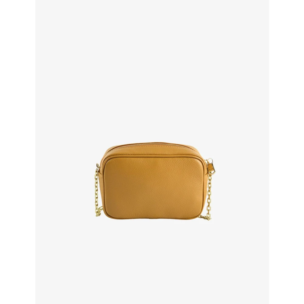 PATRIZIA PEPE Leren schoudertas met kettingriem Yellow Dames