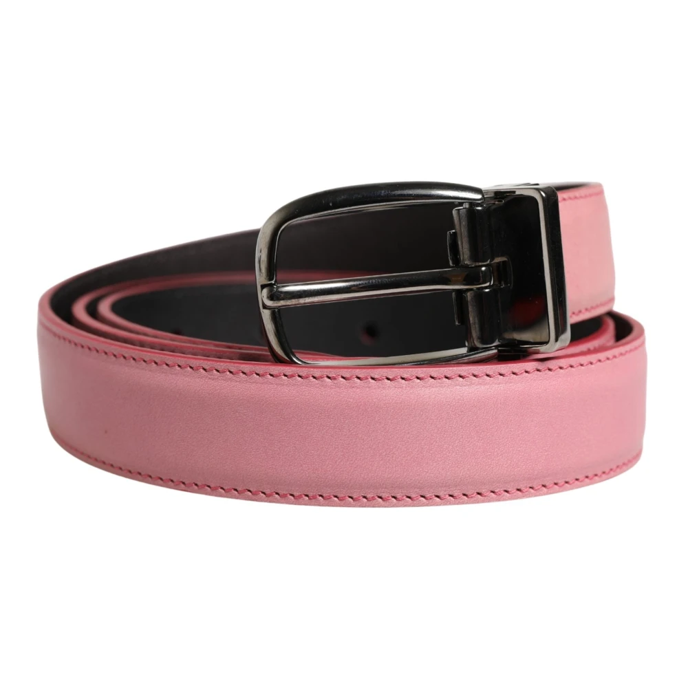 Dolce & Gabbana Uomo Rosa - Classic Leather Metal Buckle Belt - Accessories - One Size