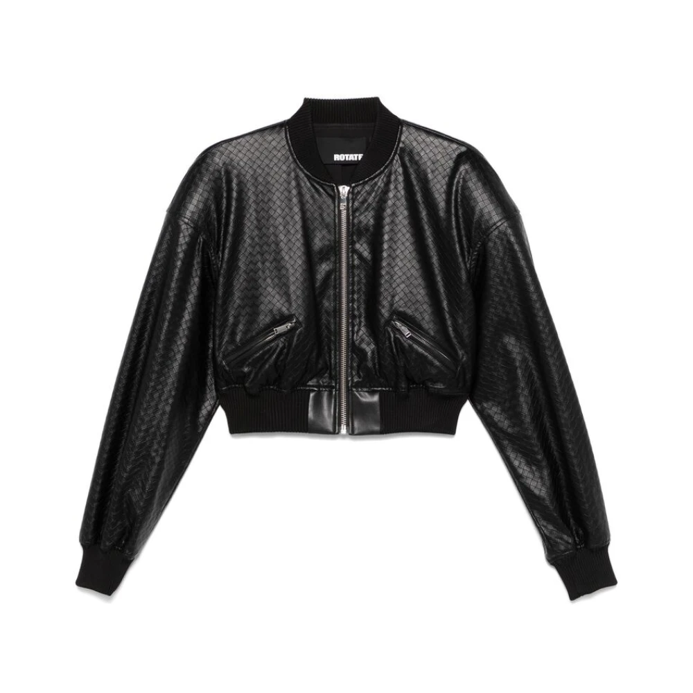 Rotate Birger Christensen Gevlochten Imitatieleren Jas Black Dames