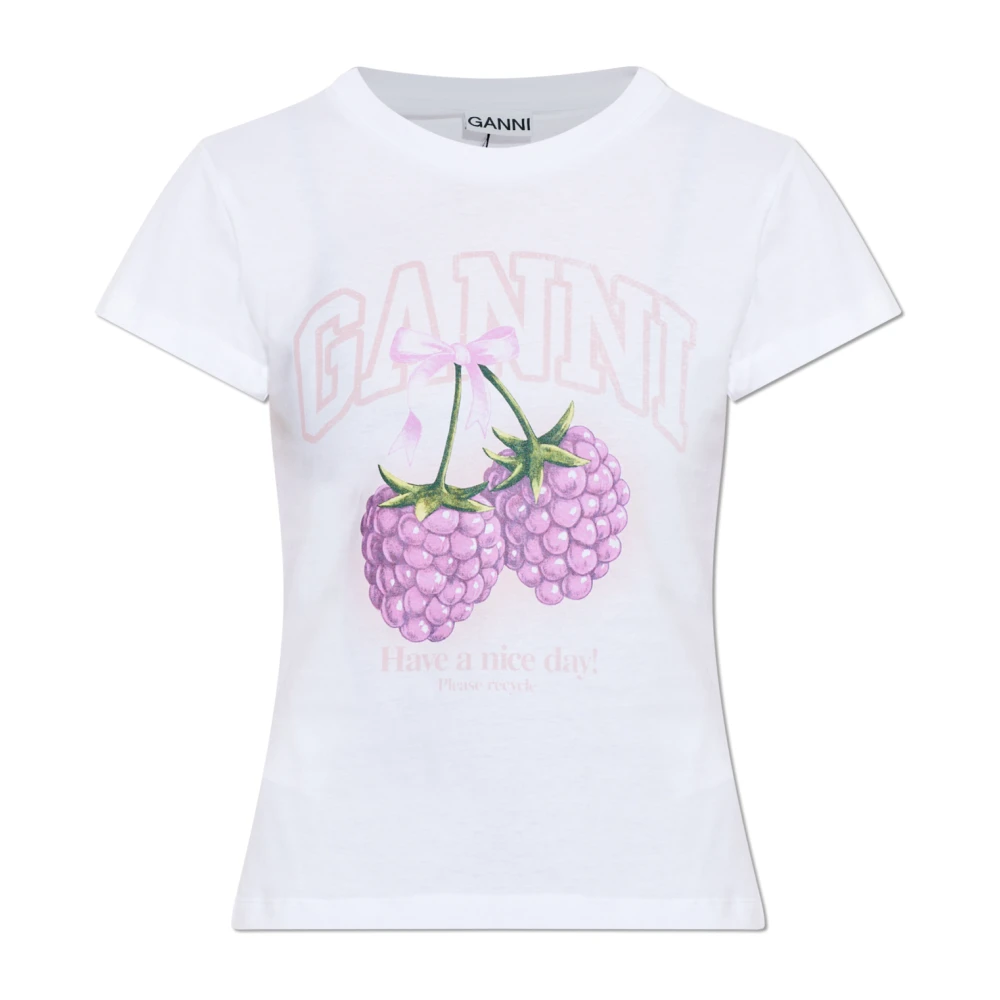 Ganni , T-Shirts, Female, White, S, Baby Fit T-Shirt