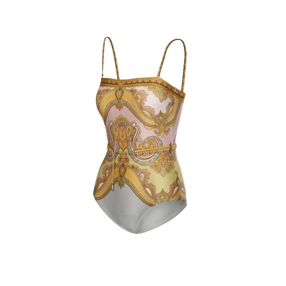Zimmermann Paisley Chain Trim Bandeau Badpak Yellow Dames