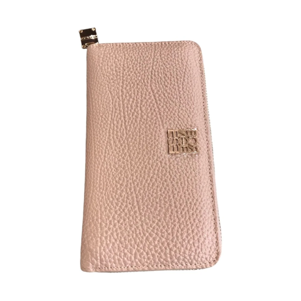 Borbonese Gouden Ritsportemonnee Pink Dames