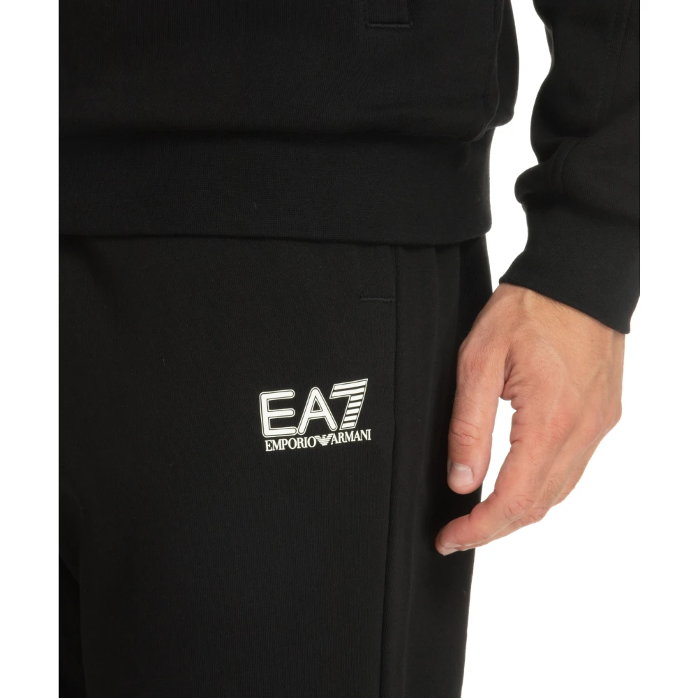 Emporio Armani EA7 Effen Tracksuit met Capuchon en Zakken Black Heren