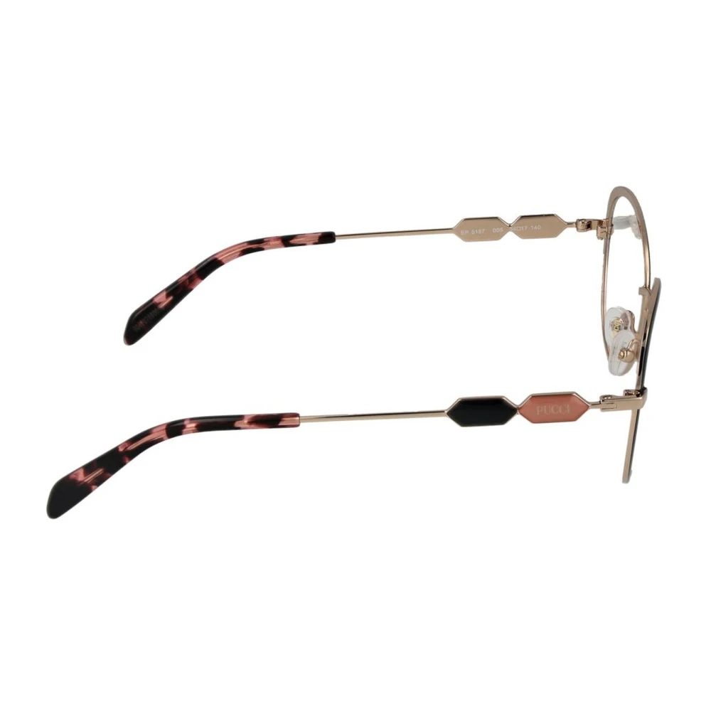 EMILIO PUCCI Zwarte Dames Ronde Metalen Optische Frames Multicolor Dames