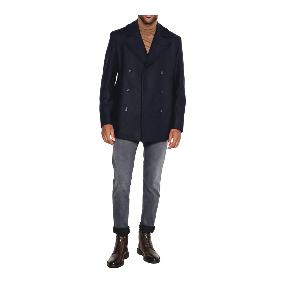 Hugo Boss Dubbelborstige heren peacoat blauw Blue Heren