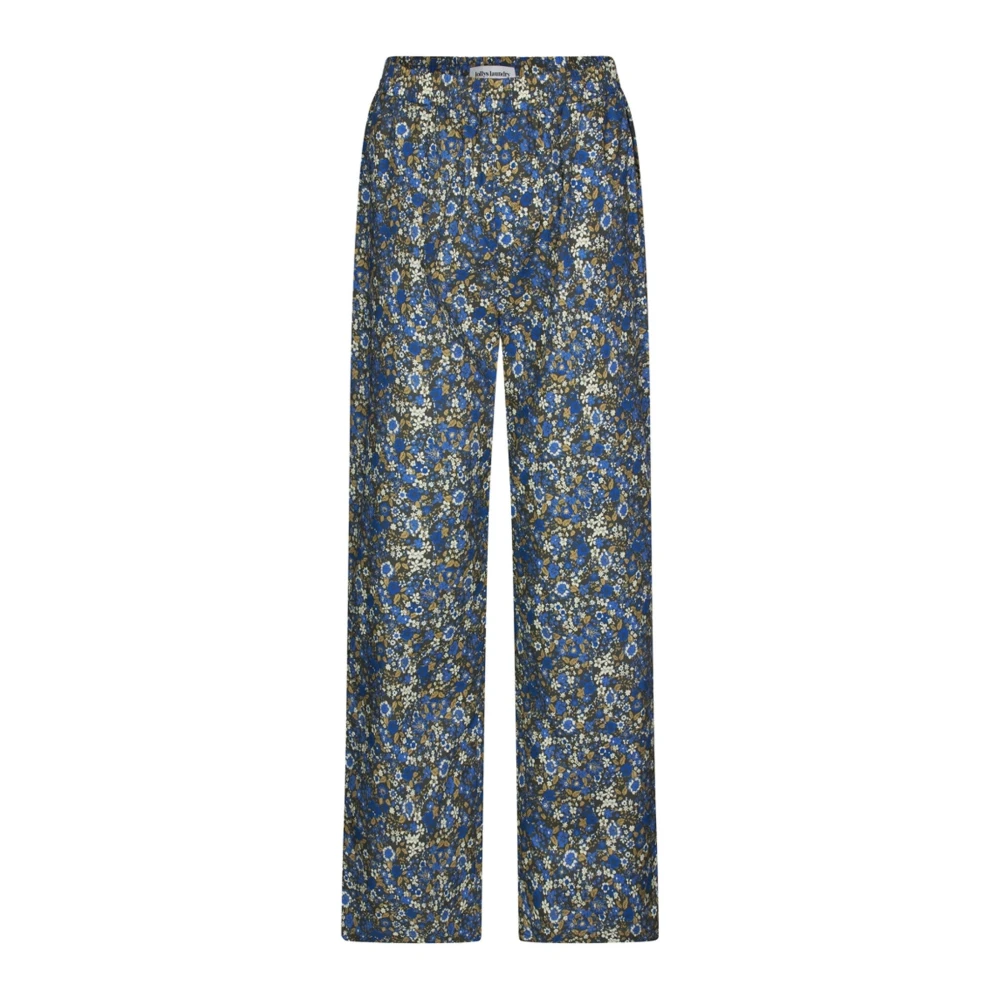 Lollys Laundry Multicolor Straight Trousers, Female, Xs, Blue Elastic Waist Trousers With Pockets