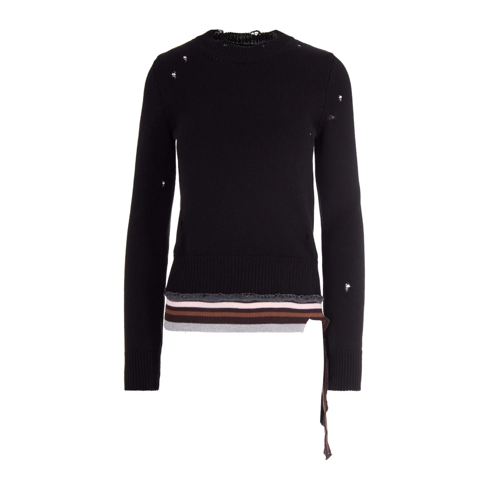 Mm6 Maison Margiela Women's Black Round-Neck Knitwear - Round-Neck Knitwear - M - Knitwear