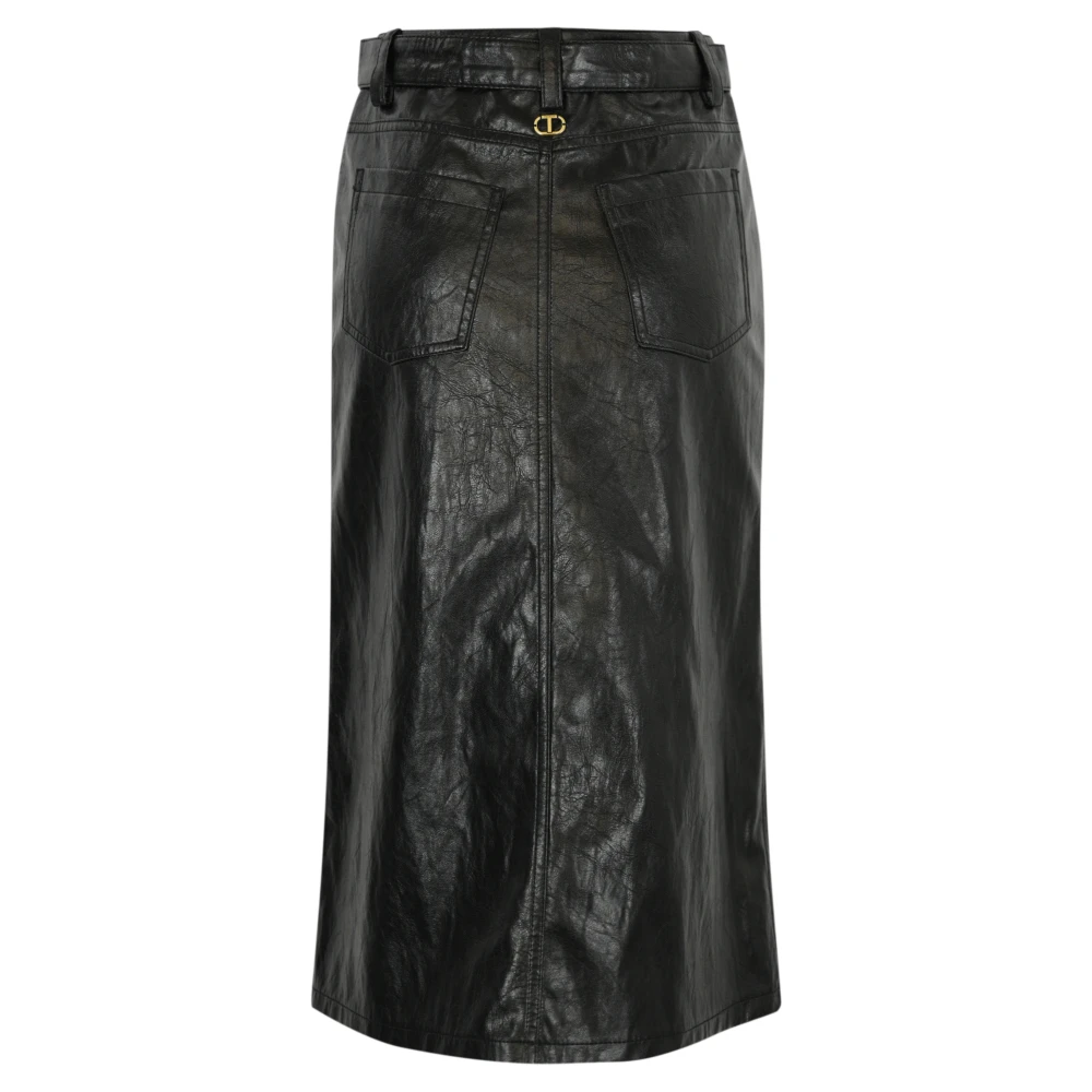 Twinset Zwarte rok met riem en zakken Black Dames