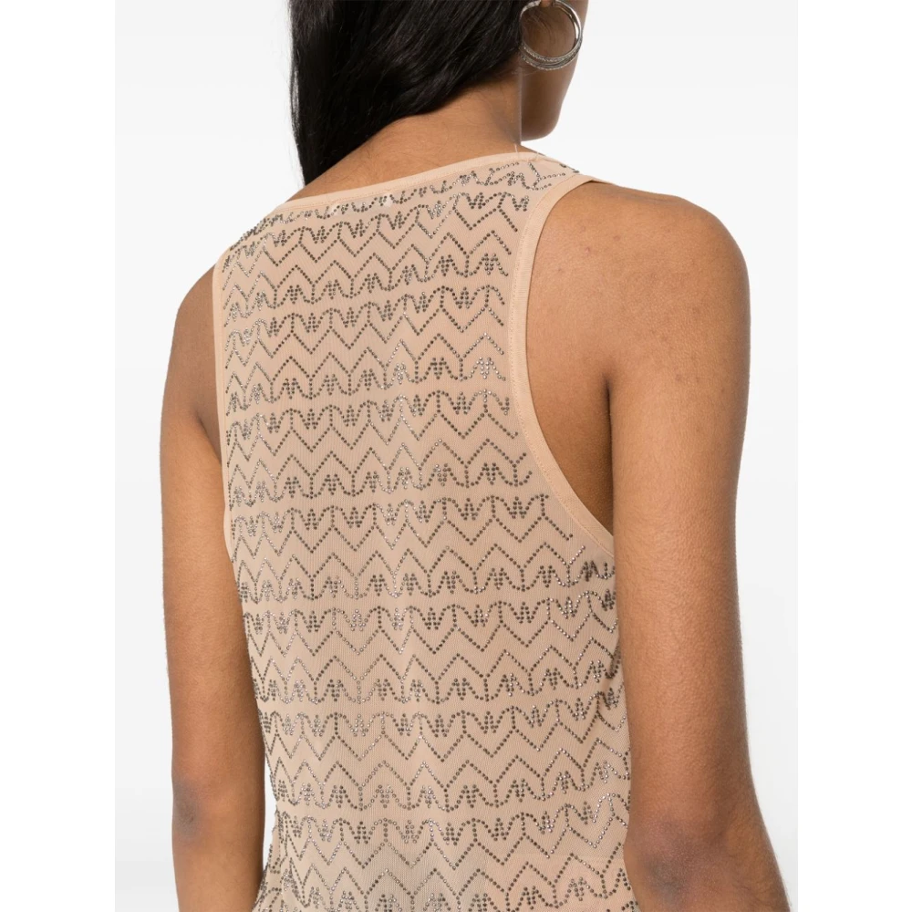 PATRIZIA PEPE Witte T-shirts en Polos met Strass Applicaties Beige Dames