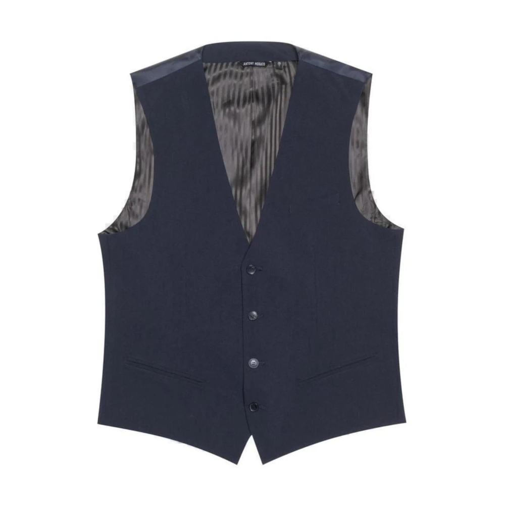 Antony Morato Men's Blue Suit Vests,, Buttoned Sleeveless Gilet Large