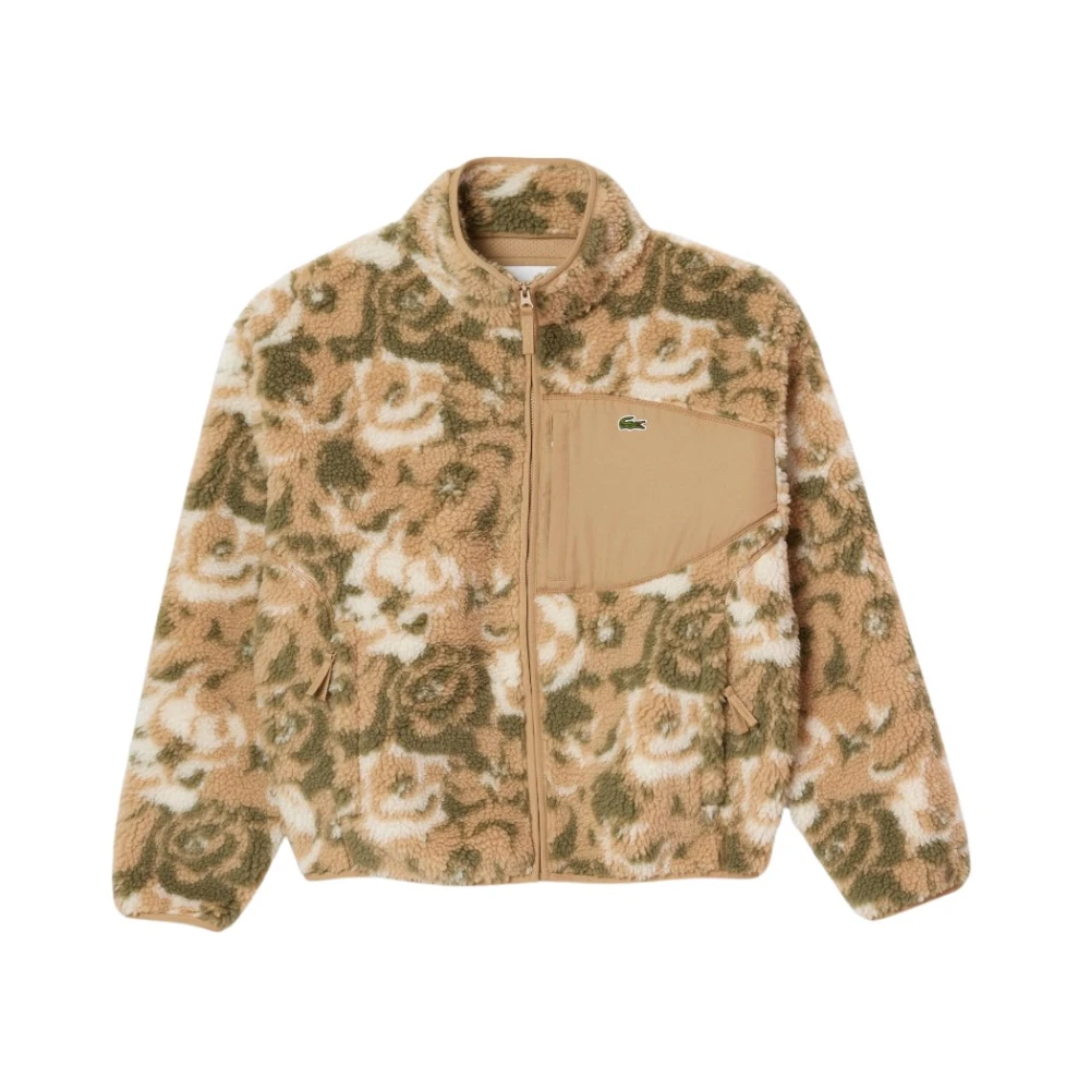 Lacoste Bloemenpatroon Rits Fleece Jas Beige Heren