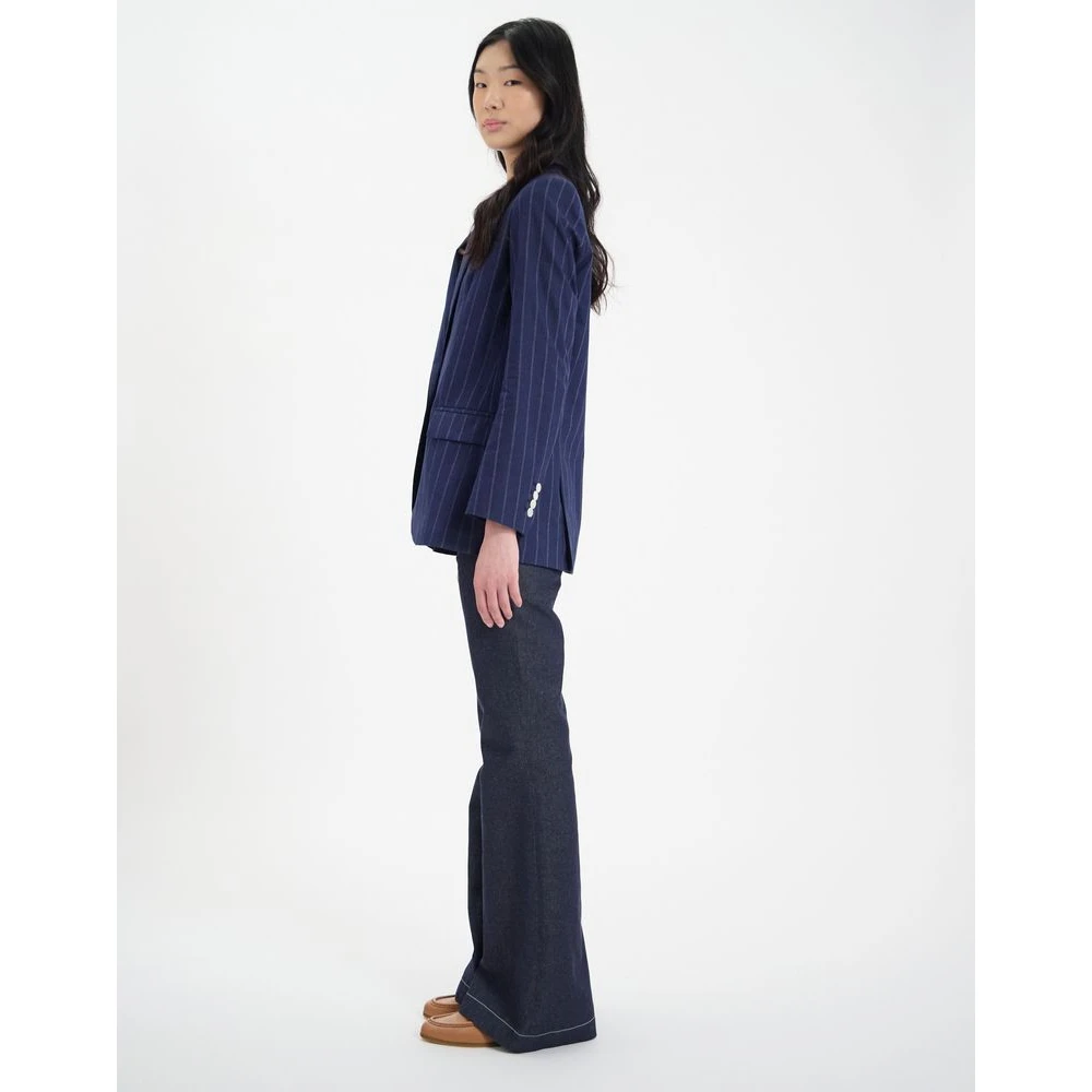 Ines De La Fressange Paris Bruine linnen jas Blue Dames
