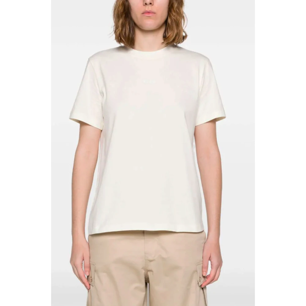 Msgm Wit Katoenen Logo Print Crew Neck T-shirt White Dames