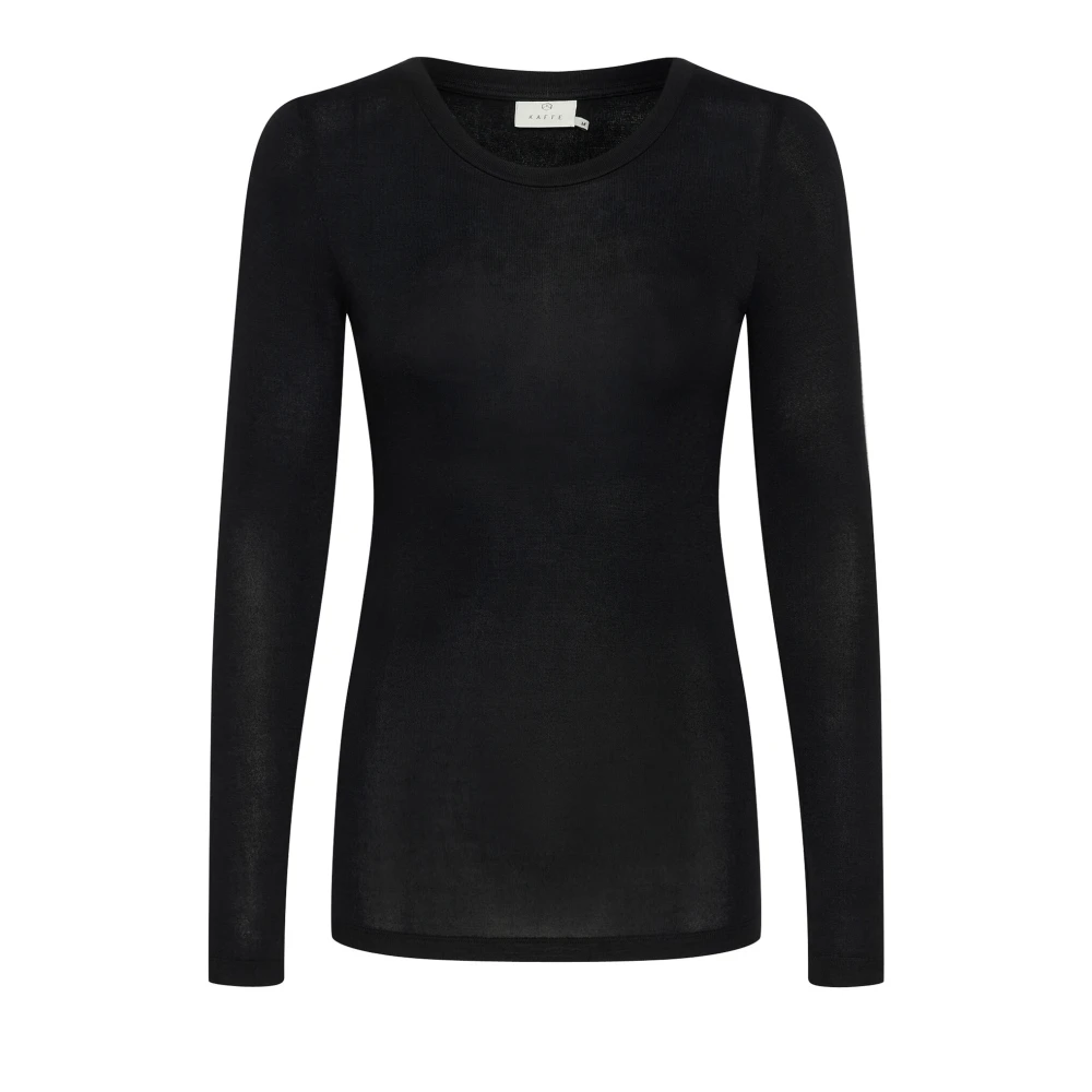 Kaffe Zwart Diep Langemouw T-shirt Black Dames