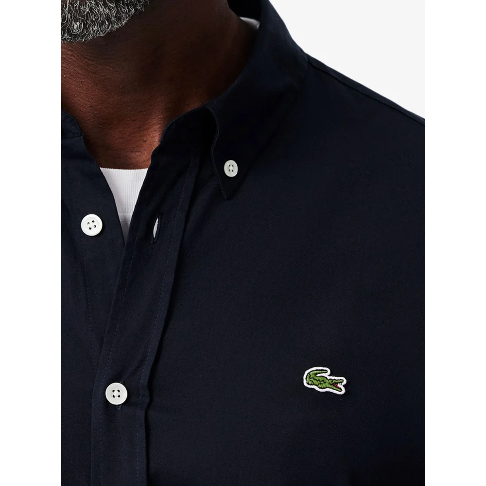 Lacoste Blauw Klassiek Overhemd met Krokodil Borduurwerk Blue Heren