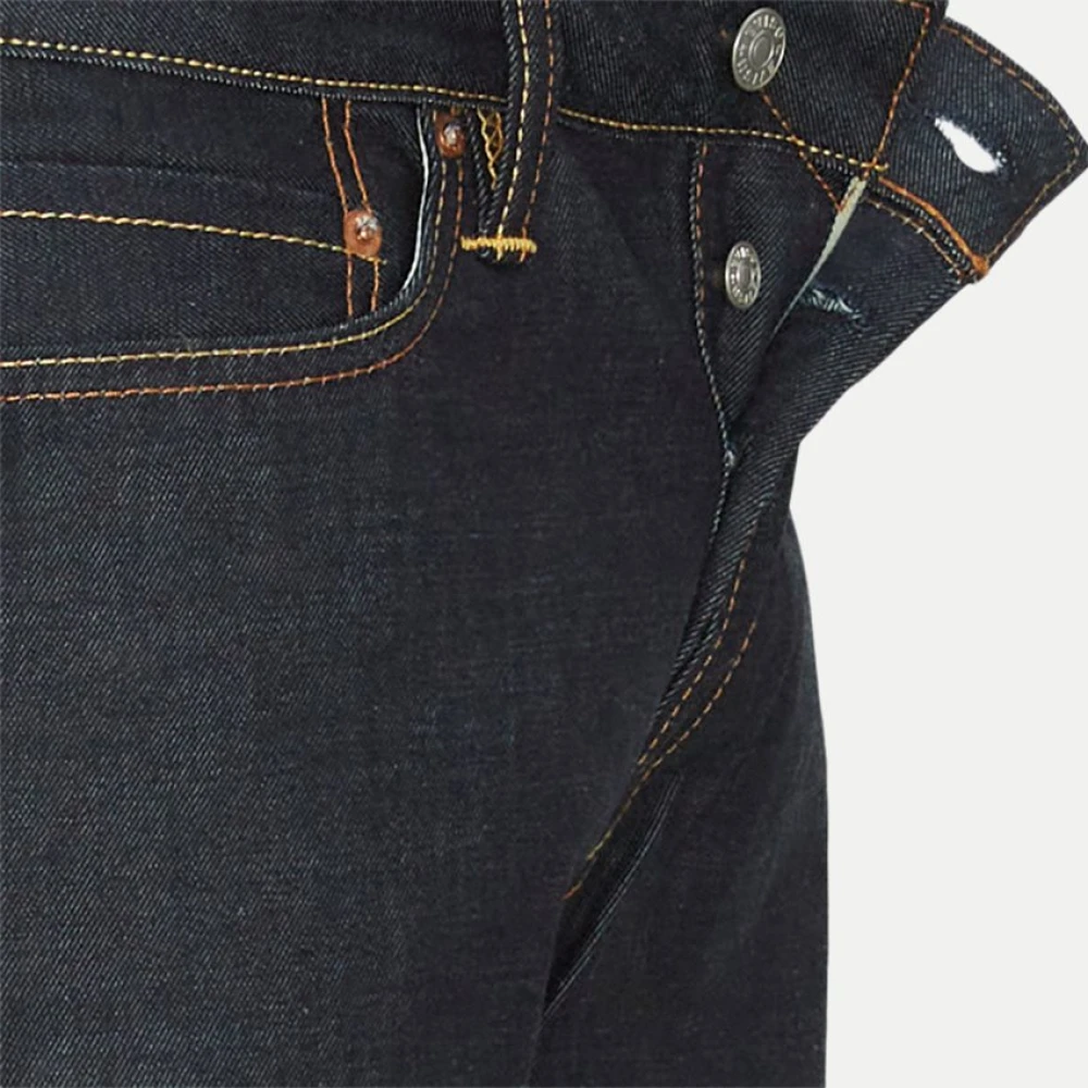 Evisu Raw denim jeans met geborduurde achterzakken Blue Heren