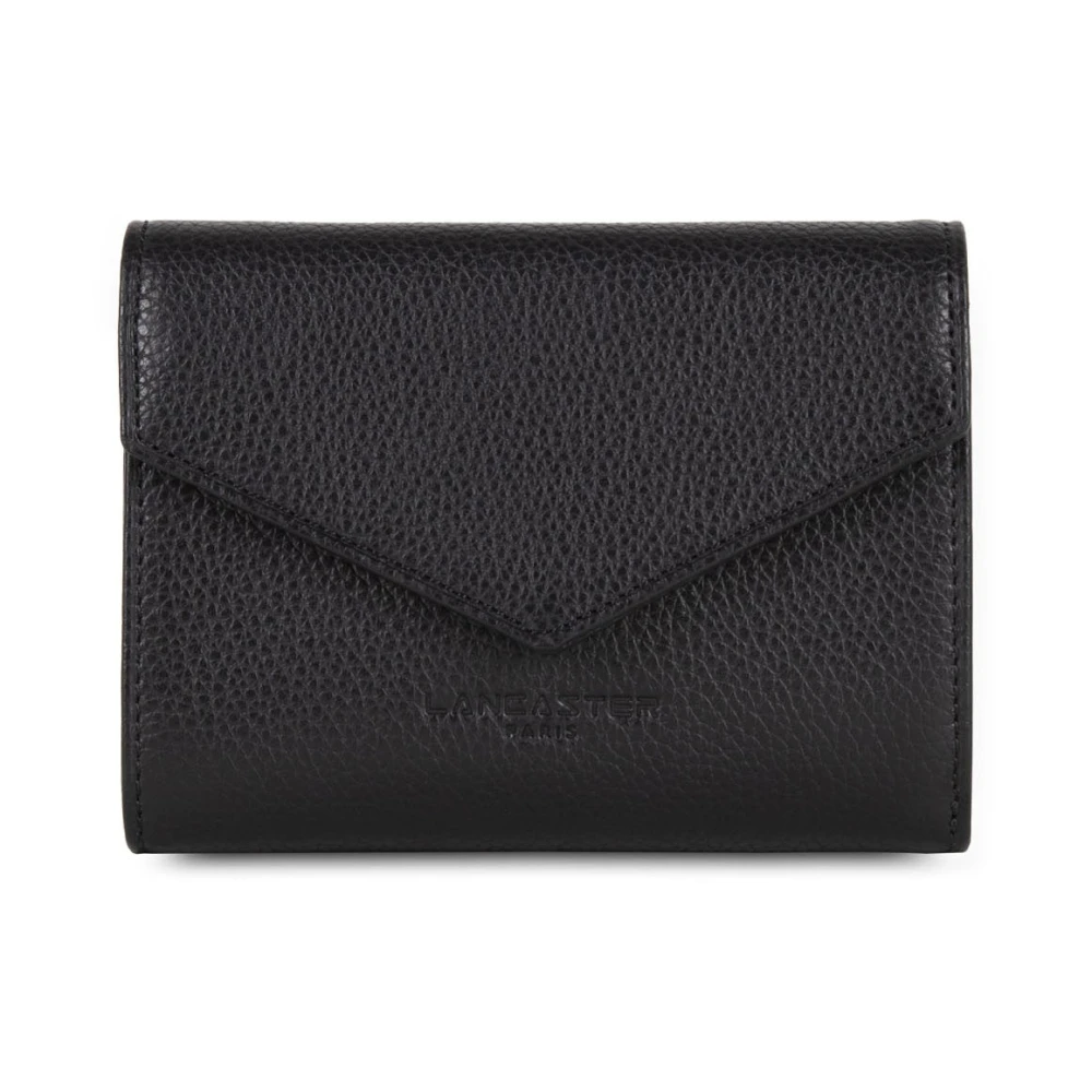 Lancaster Black Wallets & Cardholders, Unisex, One Size, Foldover Leather Wallet With Snap Closure