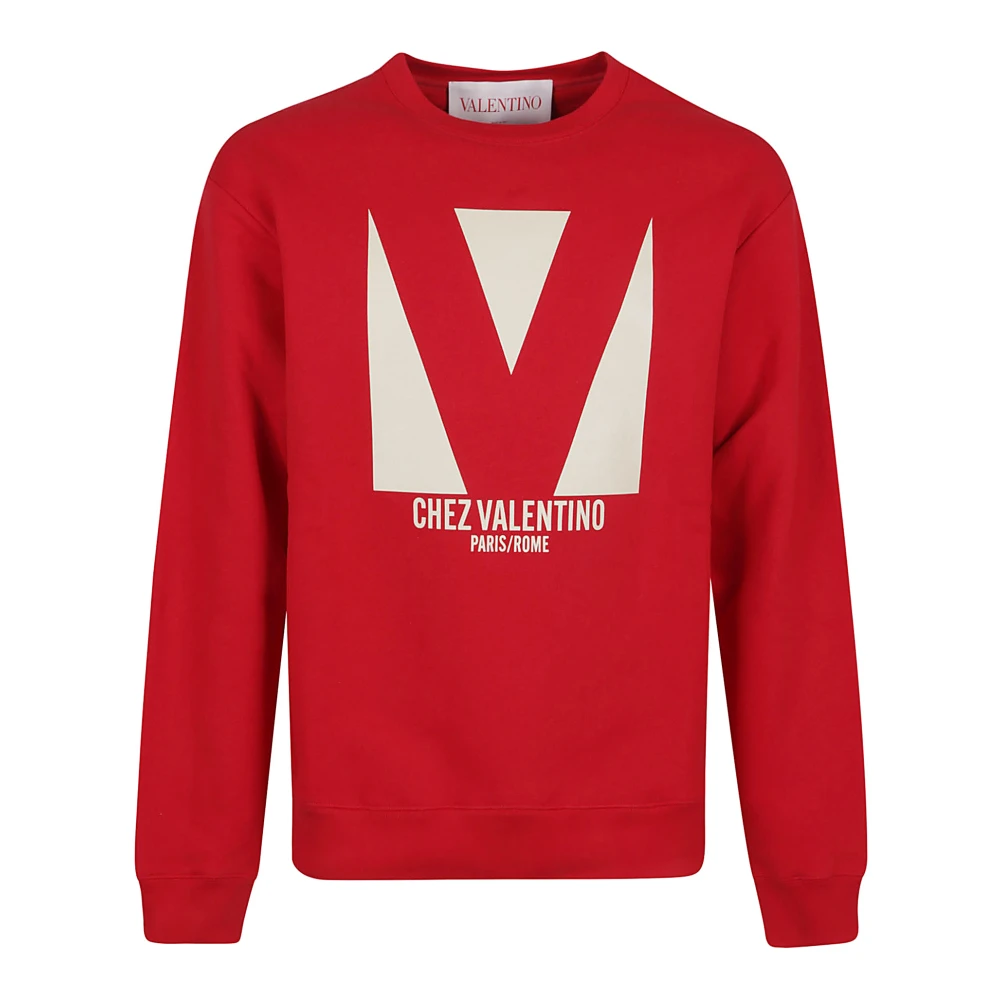 Valentino Garavani Rode Katoenen Sweatshirt Jersey Felpa Red Heren