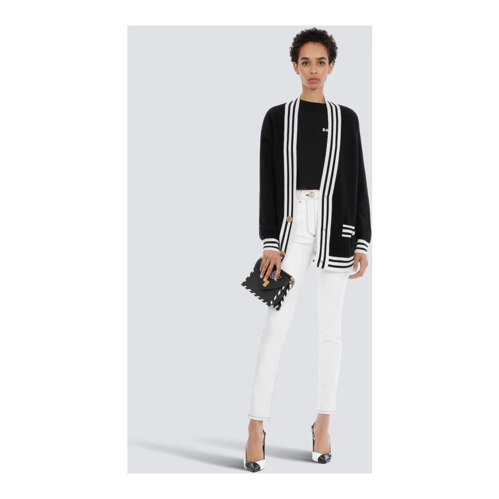 Balmain Wol en kasjmier vest Black Dames