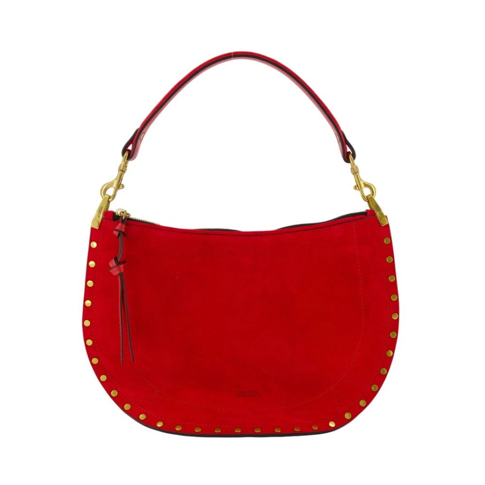 Isabel Marant Women's Red Leather Shoulder Bag Oskan Soft Stud