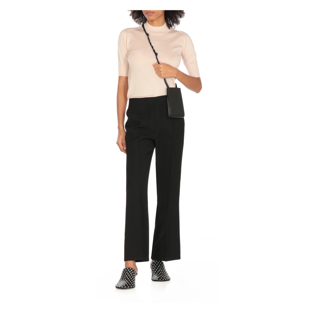 Jil Sander Zwarte zijden broek voor vrouw Black Dames