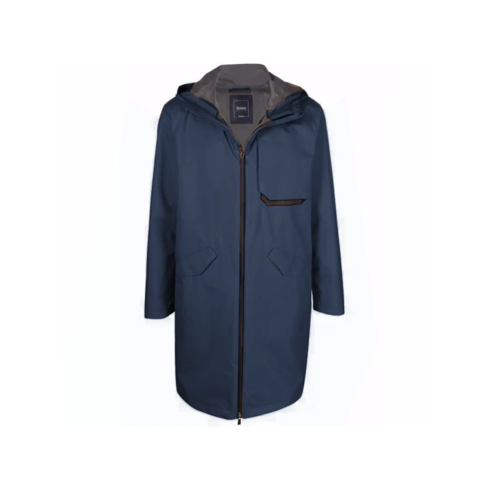 Herno Men's Blue Waterproof Hooded Nylon Jacket 4XL