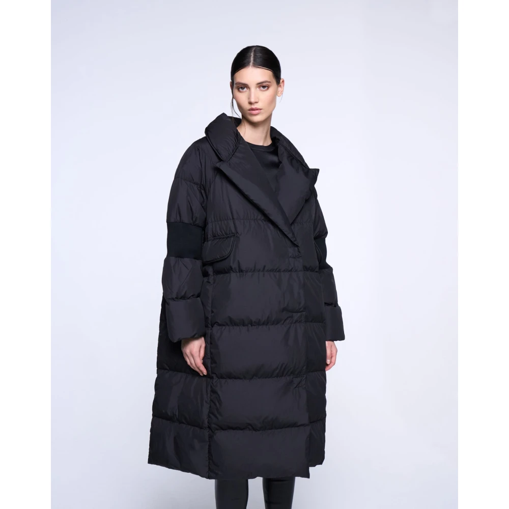 Silvian Heach Oversized Lange Gewatteerde Jas Black Dames