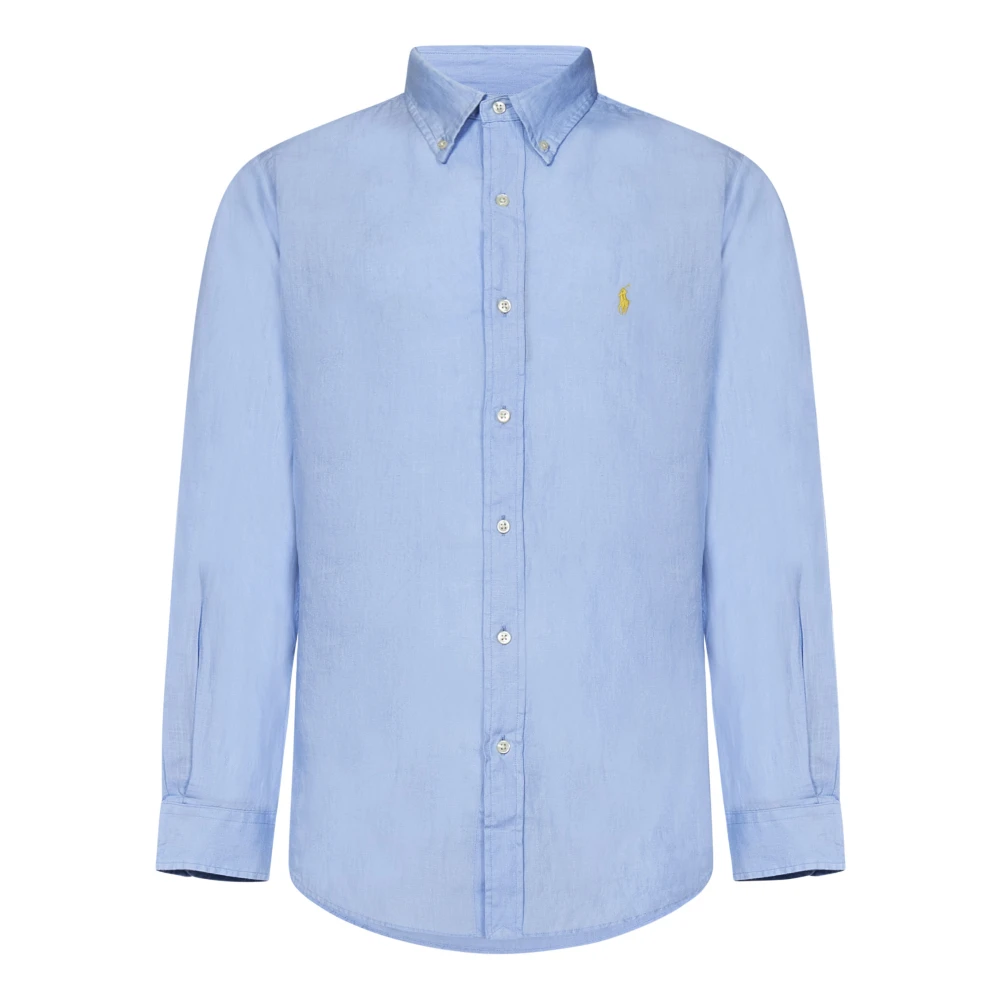 Ralph Lauren Clear Blue Linen Button-Down Shirt Blue Heren