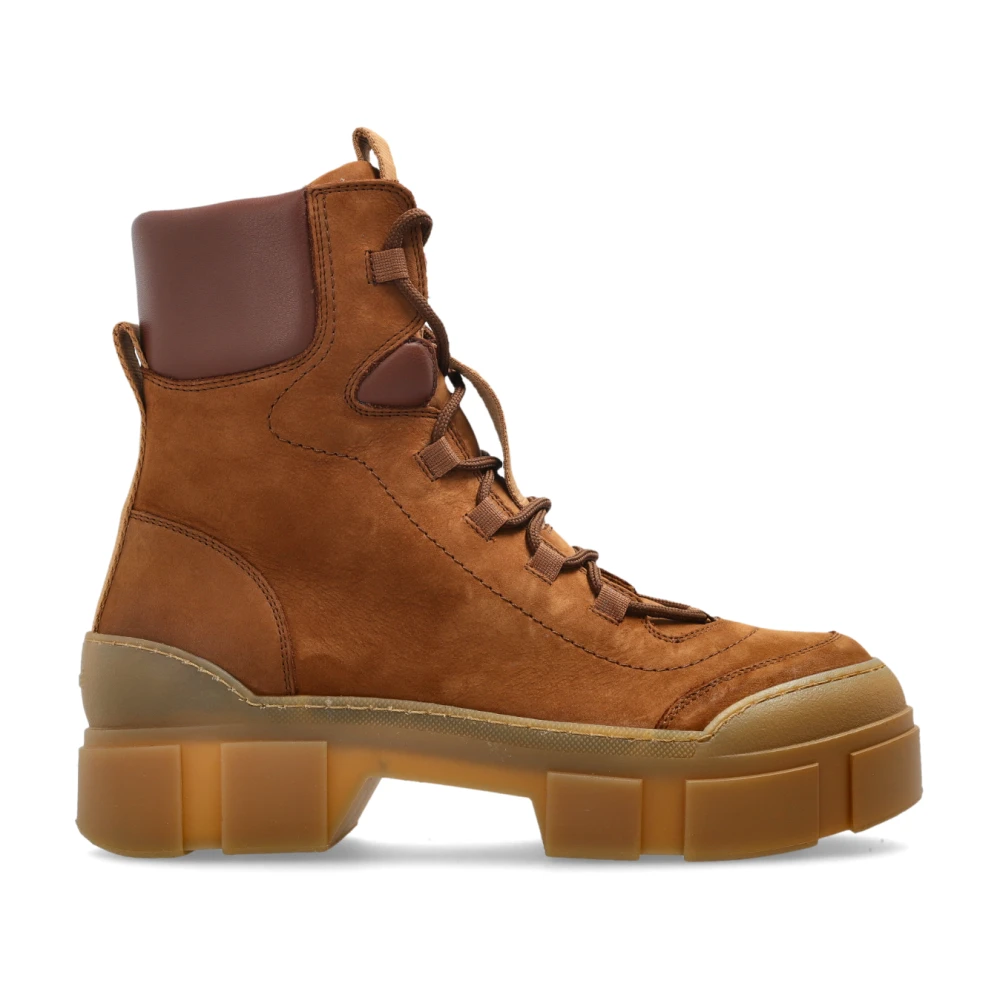 Vic Matié Brown Lace-Up Boots, Female, 8 Uk, Suede Ankle Boots