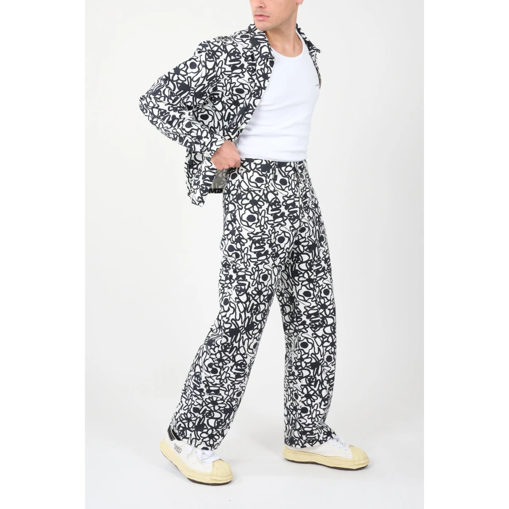 Arte Antwerp Floral Print Relaxed Fit Jeans Black Heren