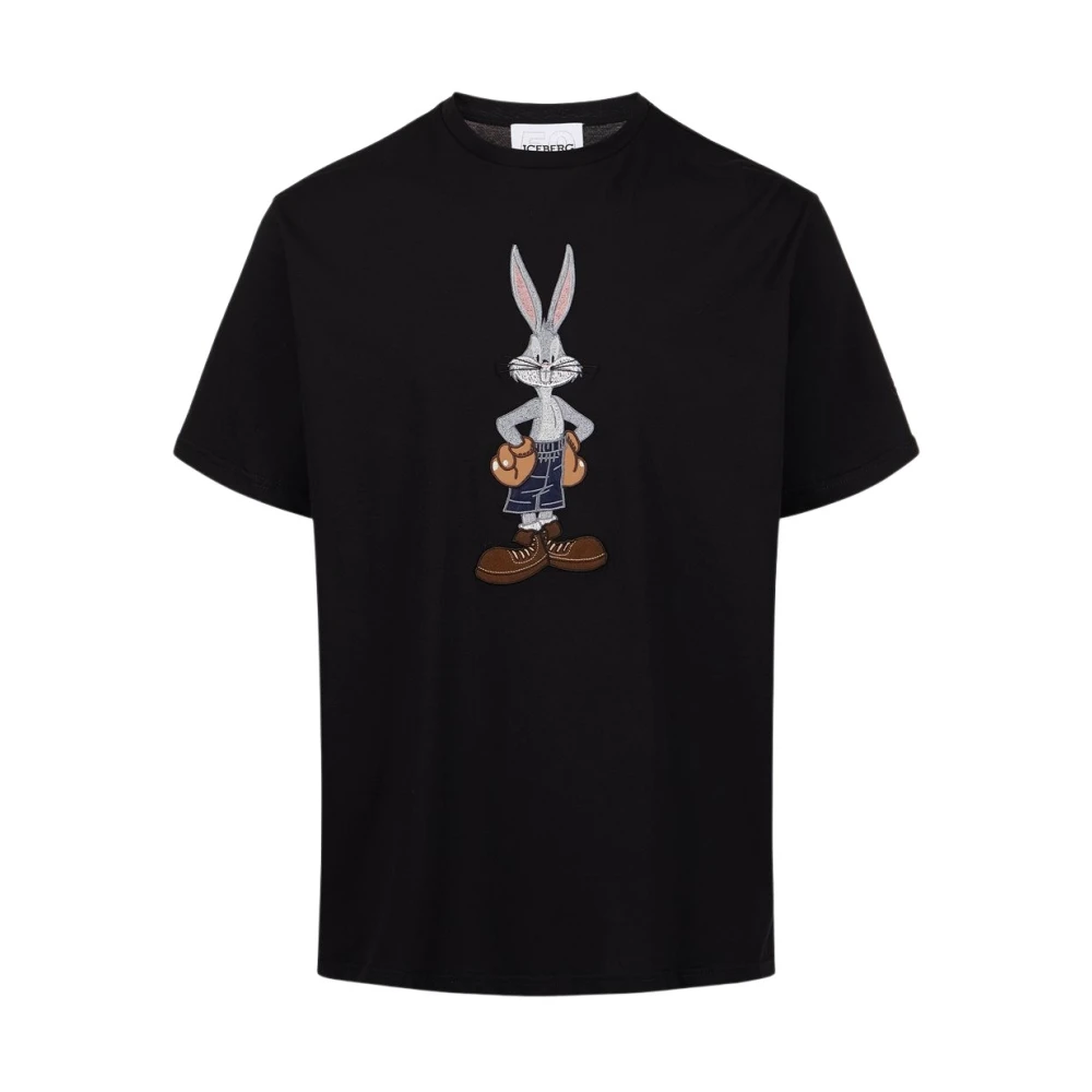 Iceberg De Re-Edit T-shirt met cartoonafbeeldingen Black Heren