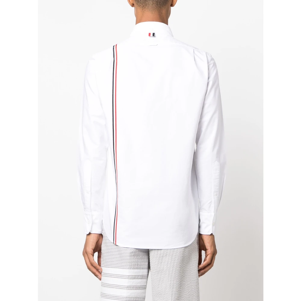 Thom Browne Wit Gestreept Katoenen Oxford Overhemd White Heren