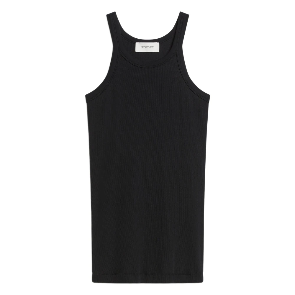 SPORTMAX Zwarte Geribbelde Halternek Shirt Black Dames