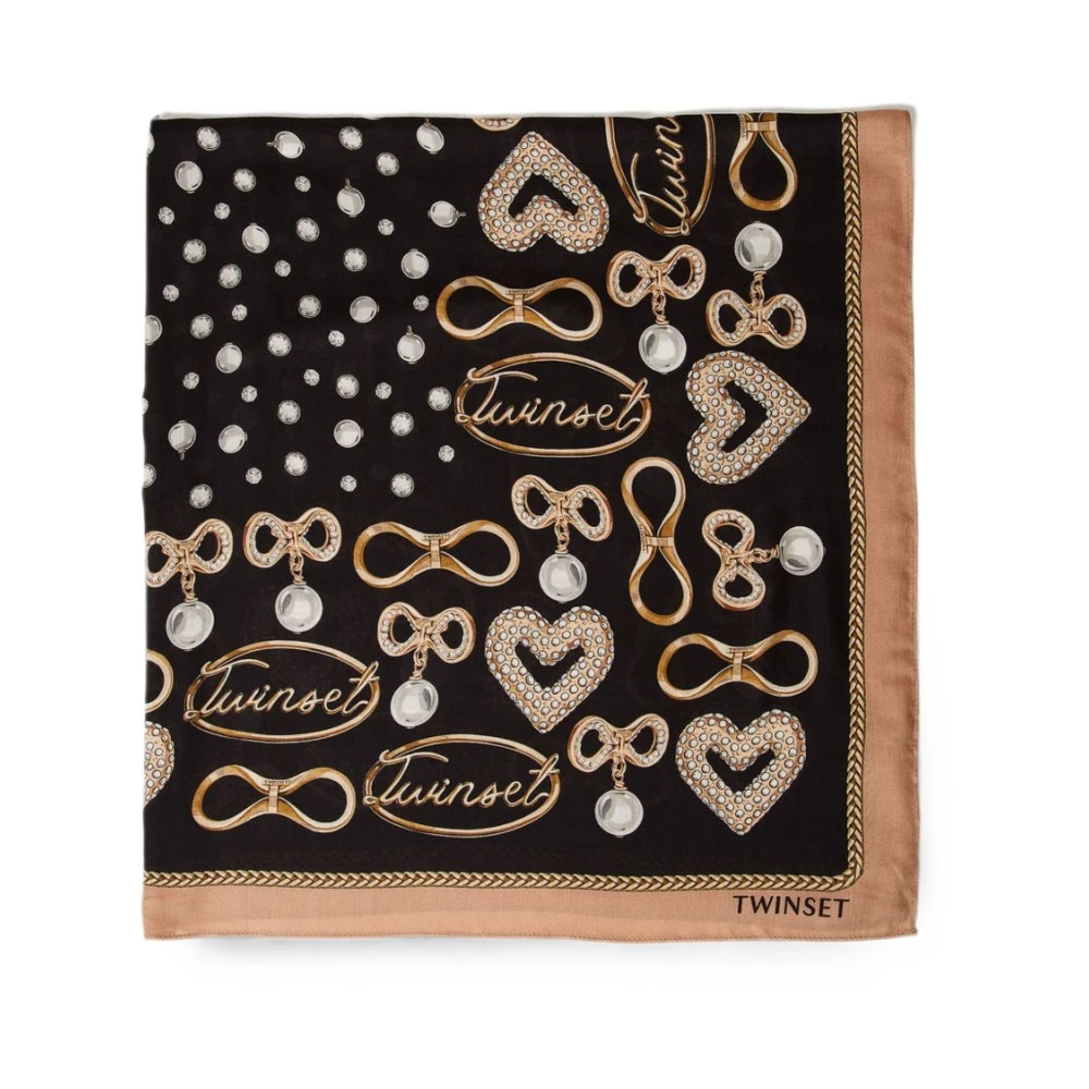 Twinset Kefiah With Jewel Print - Female - Scarves - Multicolor - One Size - Accessories
