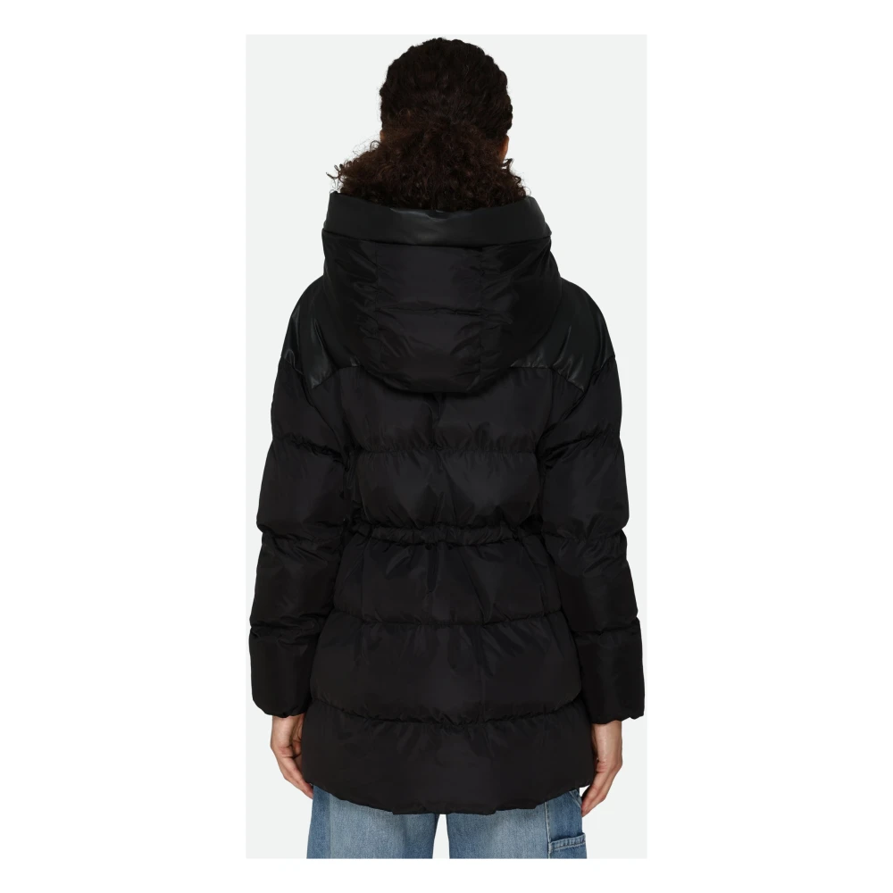 pinko Zwarte Gewatteerde Jas met Capuchon Black Dames