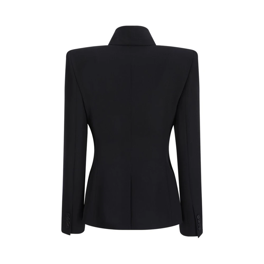 alexander mcqueen Wollen Blazer Jas met Asymmetrische Kraag Black Dames