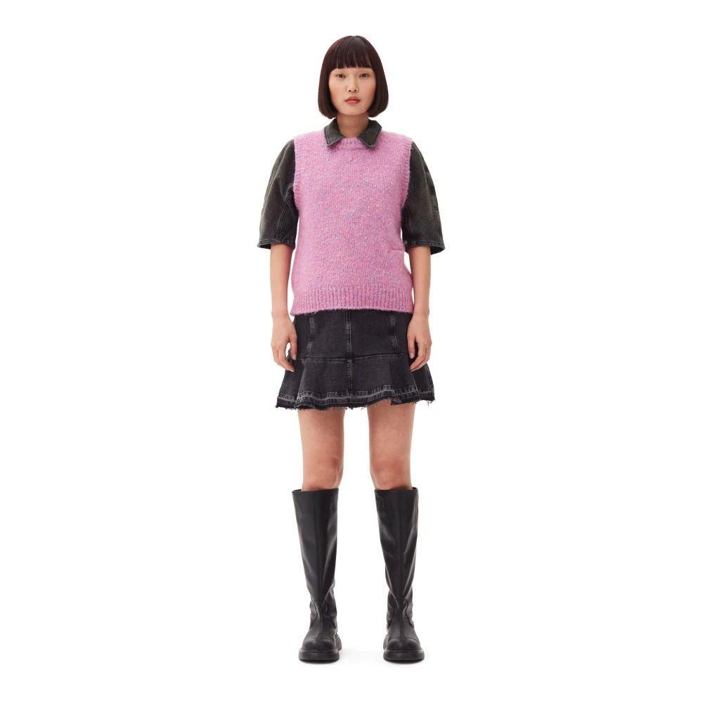 Ganni Rose Violet Alpaca Vest Pink Dames