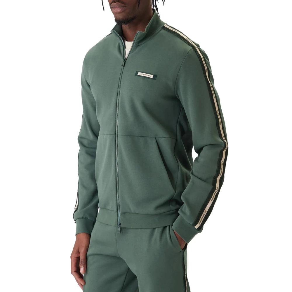 Emporio Armani Ea7 Uomo Verde Felpa Con Zip