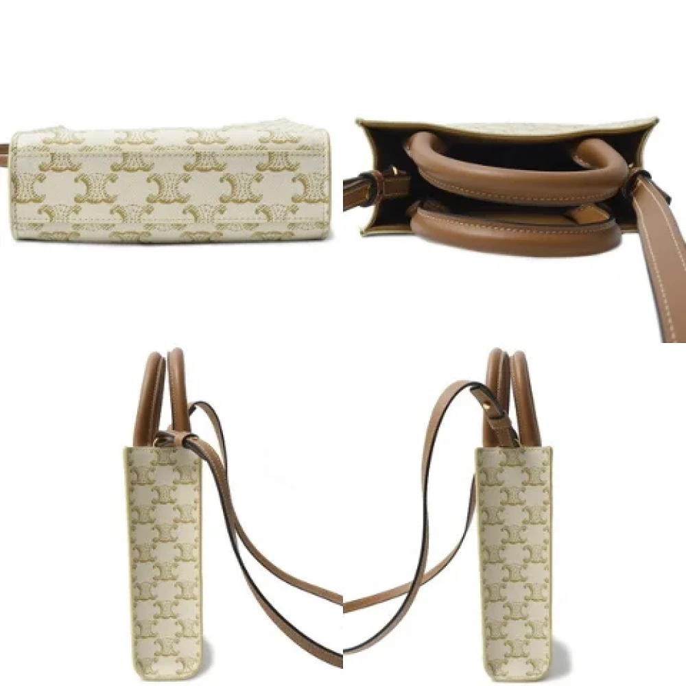 Celine Vintage Pre-owned Canvas handbags Beige Dames