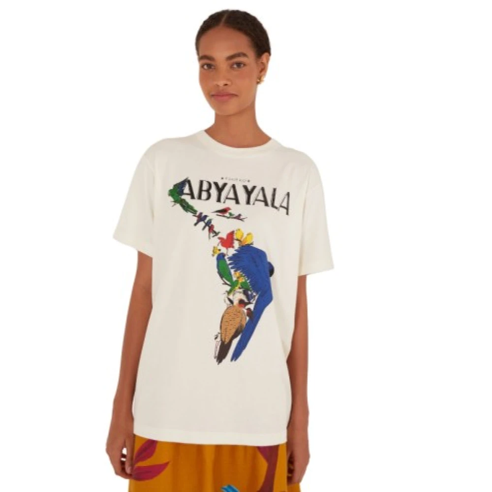 Farm Rio Women's White T-Shirts, S, Abya Yala T-Shirt