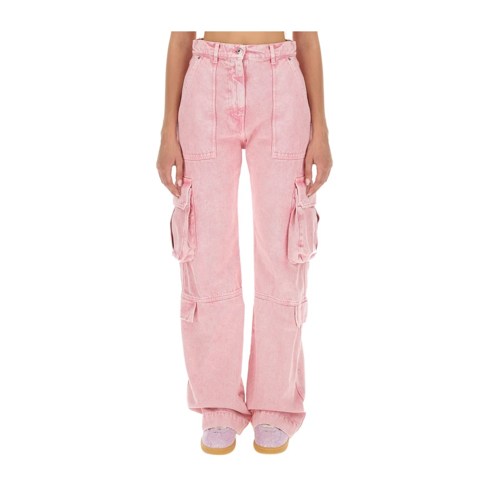 Msgm Cargo Jeans Wijde Broek Vrouwen Pink Dames