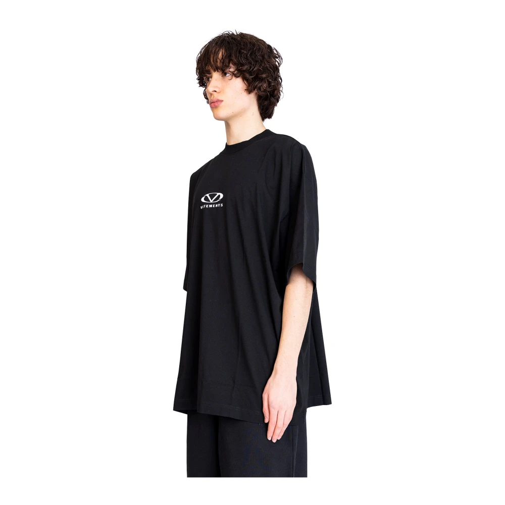 Vetements Oversized Logo T-Shirt Zwart Wit Black Heren