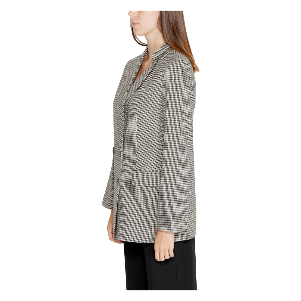 Only Geruite Zwarte Blazer met Zakken Black Dames