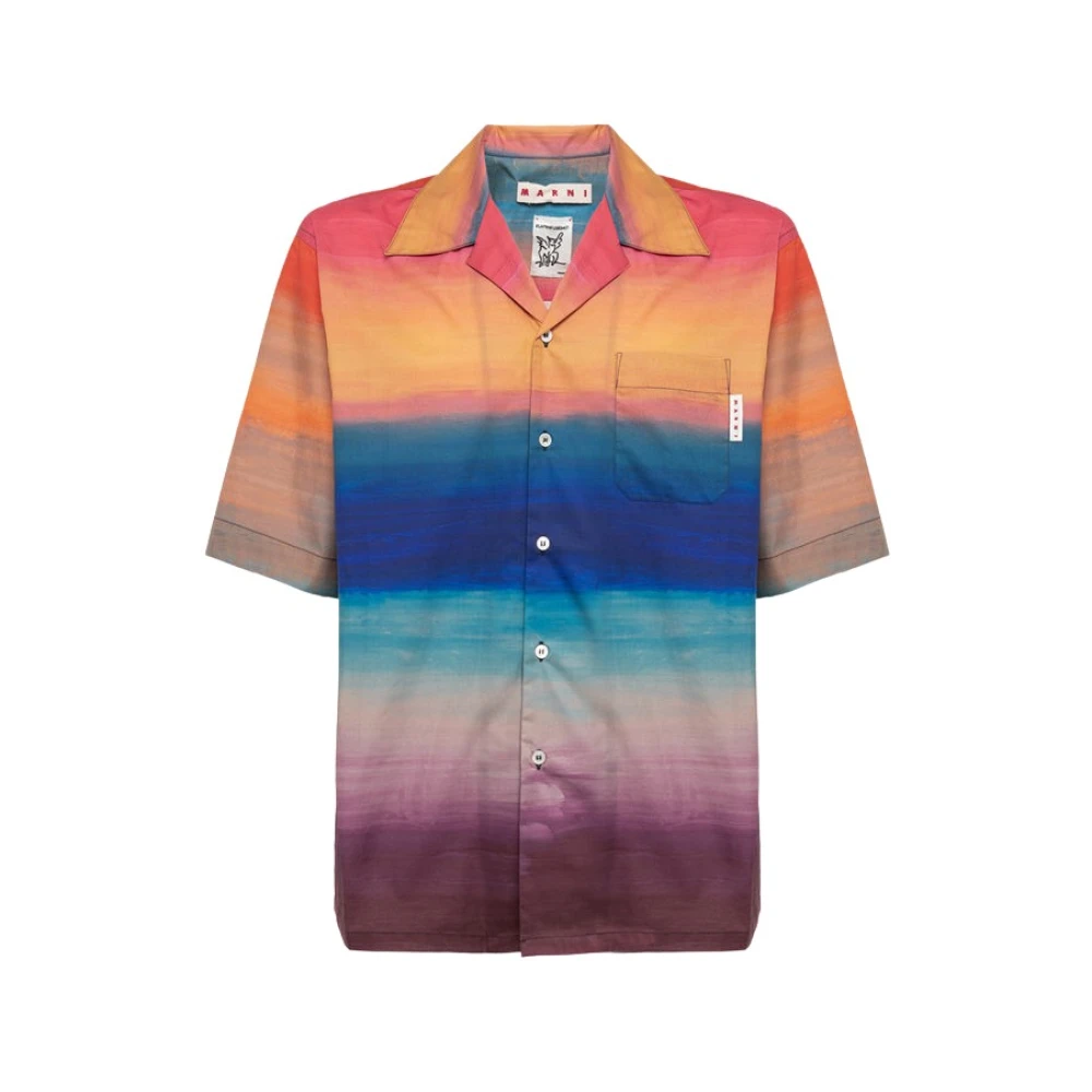 Marni Gedrukt katoenen overhemd met vloeiende vertelling Multicolor Heren