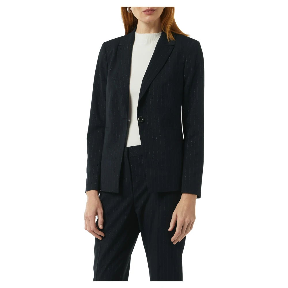 comma Gestreepte Blazer Blue Dames