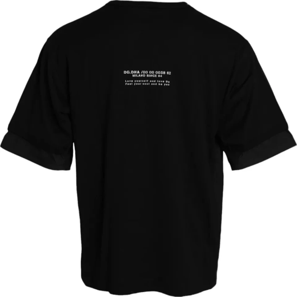 Dolce & Gabbana Zwart katoenen T-shirt met korte mouwen Black Heren