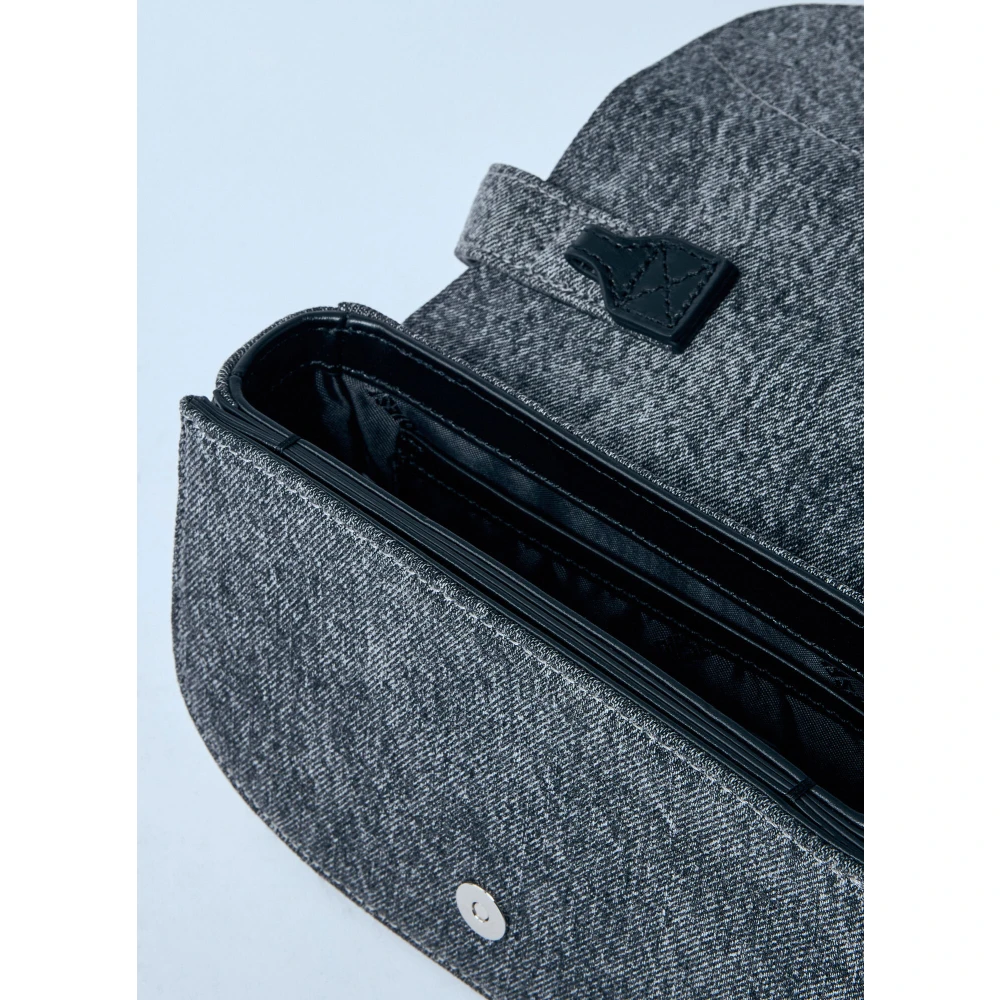 Diesel Handtas met voorlogo-plaat en riem Gray Unisex