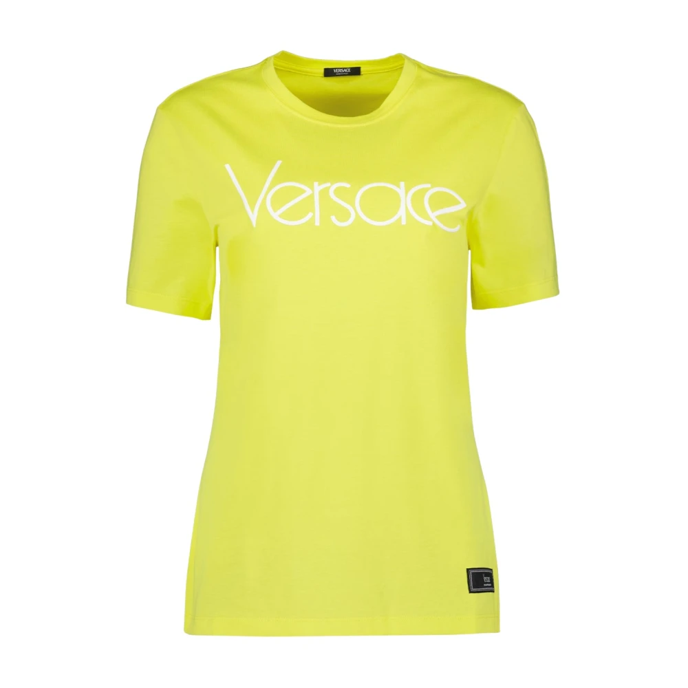 Versace Organisch Katoen Logo T-shirt 1978 Yellow Dames