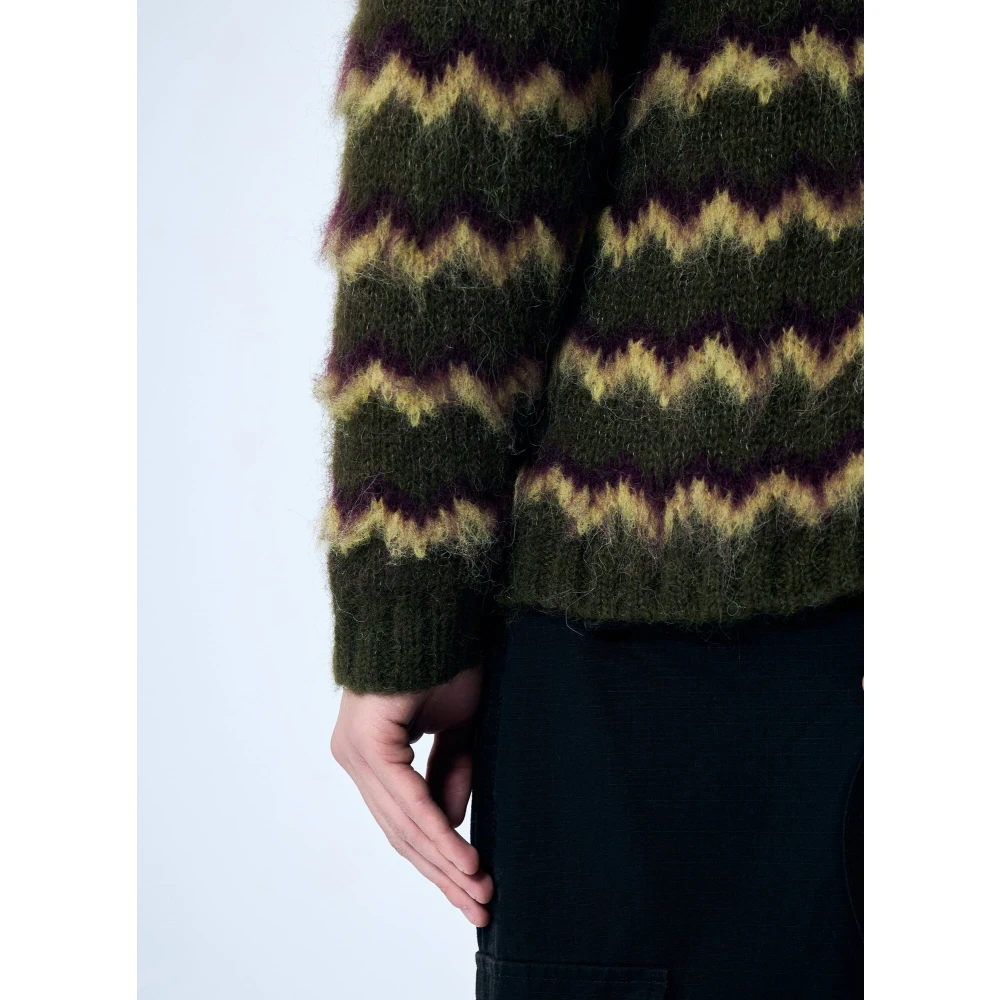 Brain Dead Zig Zag Wolmix Vest Green Heren