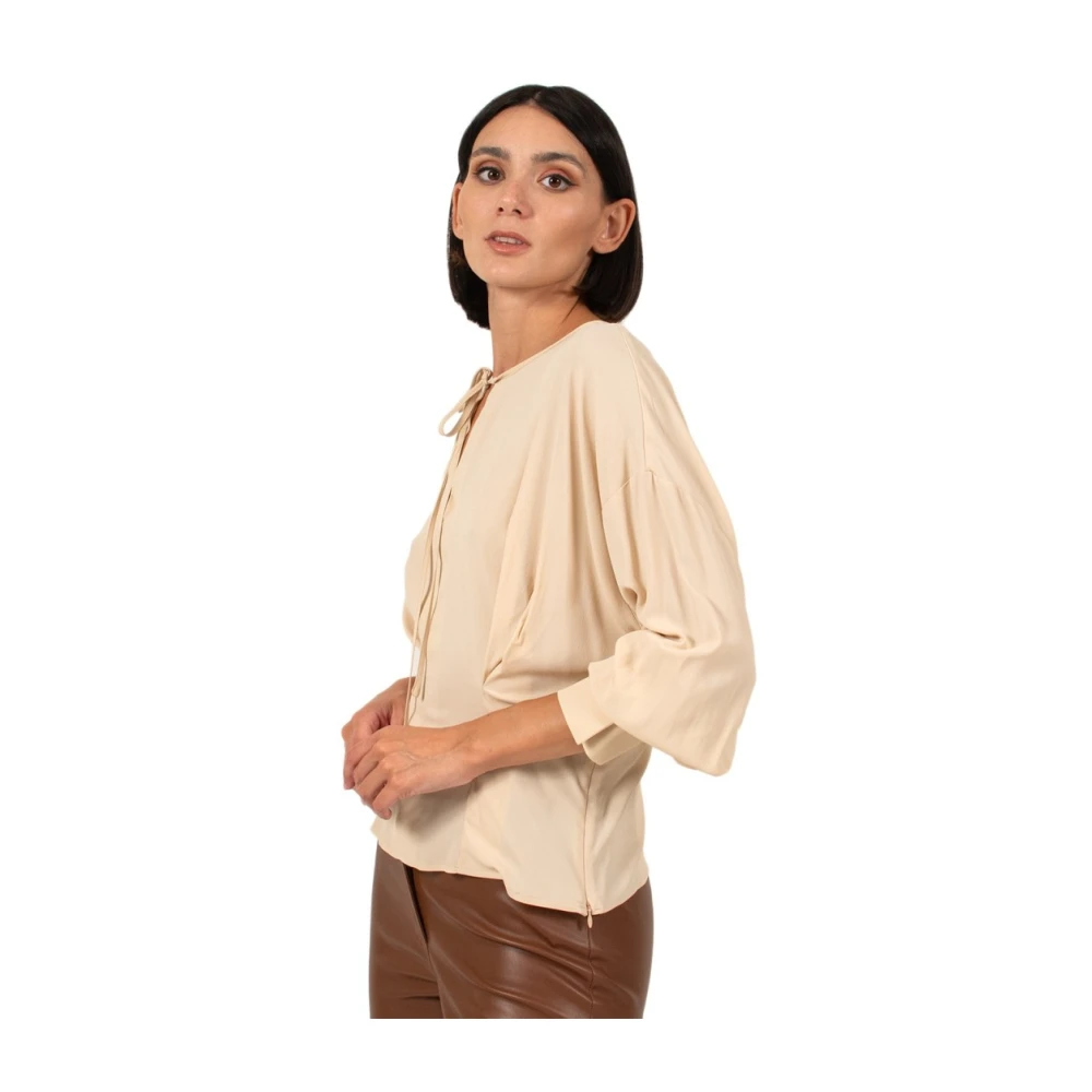 Semicouture Crème Crepe de Chine Blouse Beige Dames